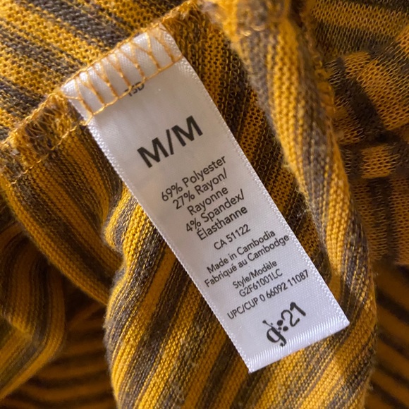 G-21 yellow & black striped baby doll tank top size medium - Picture 7 of 8